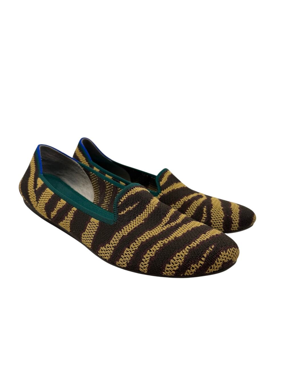 Rothy's The Loafer Chai Zebra Knit Animal Print Flats Brown Gold Size 11